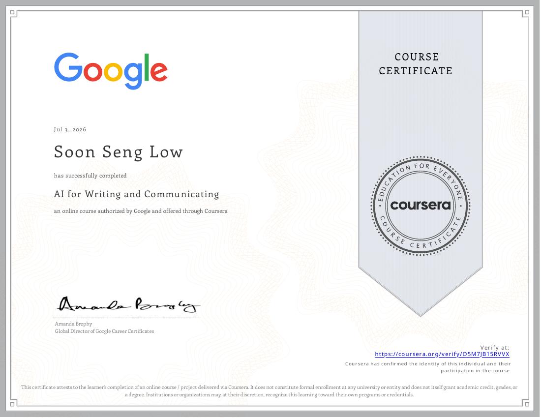 AI for Writing and Communicating certificate