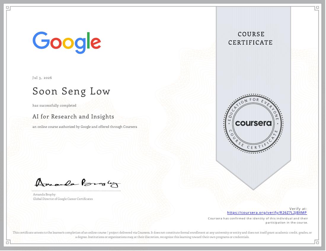 AI for Research and Insights certificate